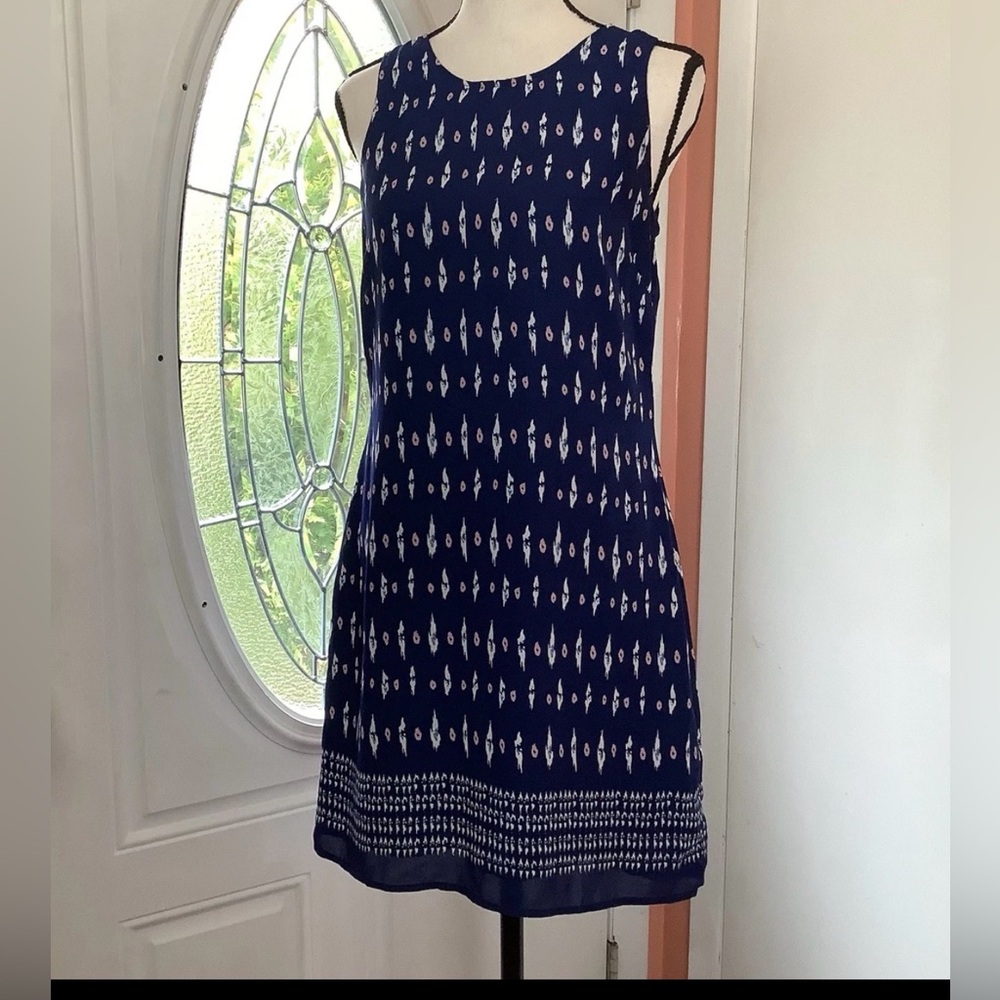 Vintage Kenar Lined Dress Women's Size 2  Sheath Blue Sleeveless Zip Lightweight